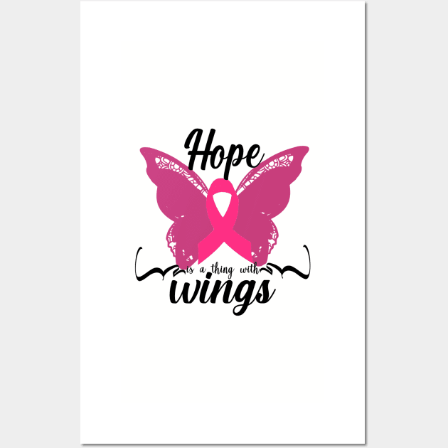 Hope is a thing with wings Breast Cancer Pink Ribbon Wall Art by FamilyCurios